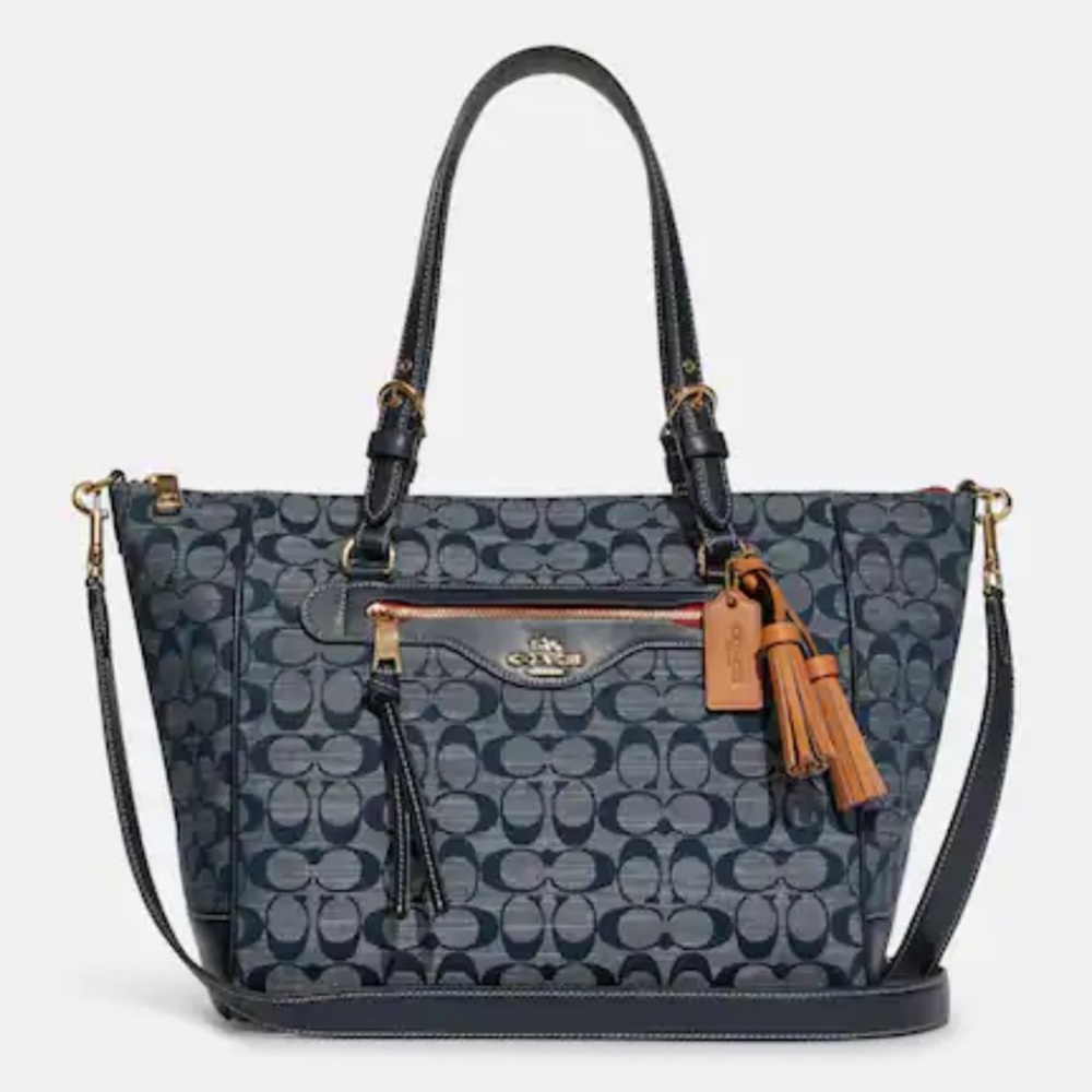 COACH DENIM MULTI ZIP TOTE - Picture 2 of 8